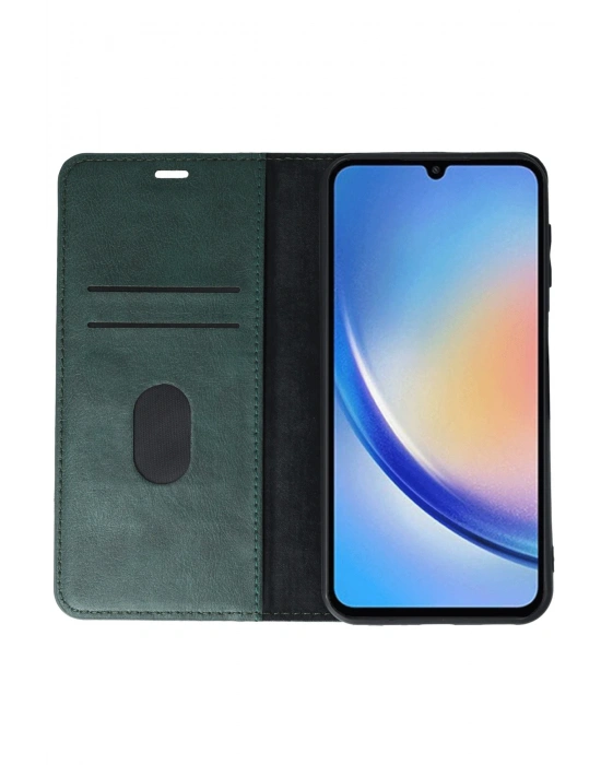 Newface Samsung Galaxy A24 4G Kılıf Trend S Plus Kapaklı Kılıf - Yeşil