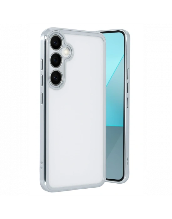 Newface Samsung Galaxy A24 4G Prime Kılıf Razer Lensli Silikon - Gümüş