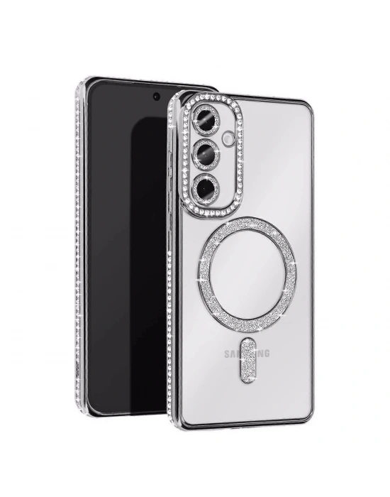 Newface Samsung Galaxy A25 5G Joke Simli Magneticsafe Kılıf - Gümüş