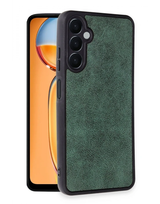 Newface Samsung Galaxy A25 5G Kılıf Aras Deri Kapak - Koyu Yeşil
