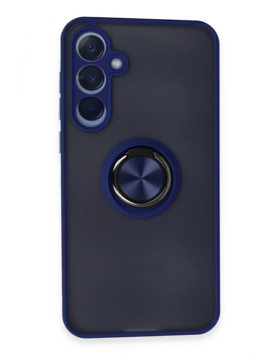 Newface Samsung Galaxy A25 5G Kılıf Montreal Yüzüklü Silikon Kapak - Lacivert