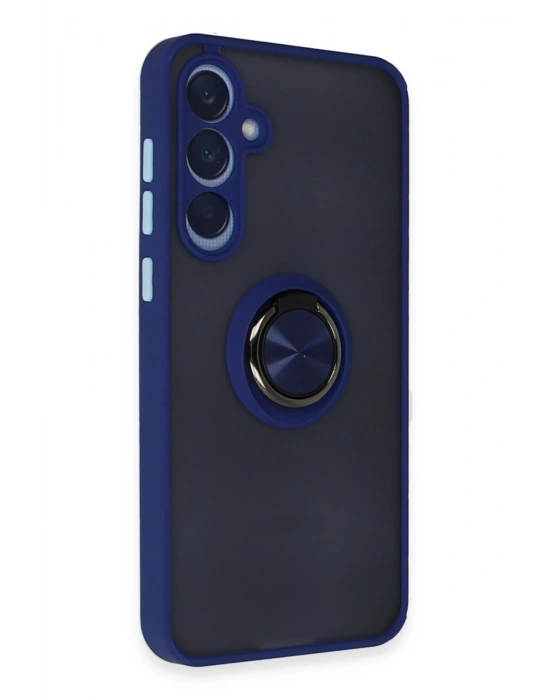 Newface Samsung Galaxy A25 5G Kılıf Montreal Yüzüklü Silikon Kapak - Lacivert