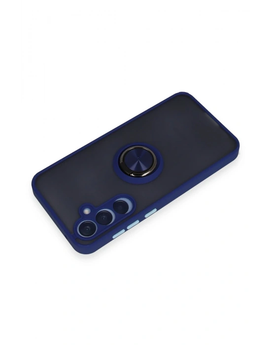 Newface Samsung Galaxy A25 5G Kılıf Montreal Yüzüklü Silikon Kapak - Lacivert