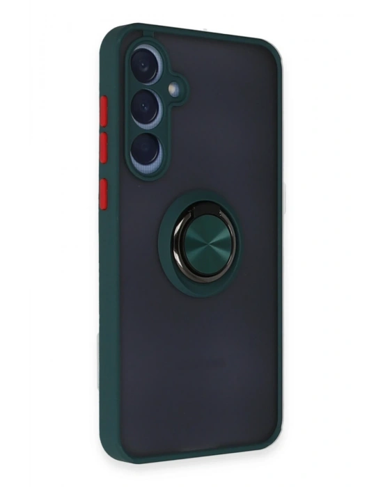 Newface Samsung Galaxy A25 5G Kılıf Montreal Yüzüklü Silikon Kapak - Yeşil