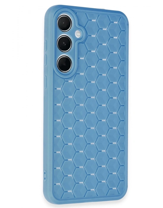 Newface Samsung Galaxy A25 5G Kılıf Petek Silikon Kapak - Mavi