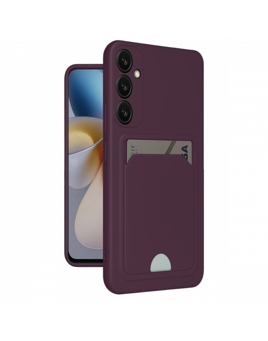 Newface Samsung Galaxy A26 Kılıf Kelvin Kartvizitli Silikon - Derin Mor