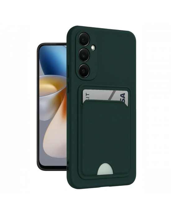 Newface Samsung Galaxy A26 Kılıf Kelvin Kartvizitli Silikon - Koyu Yeşil