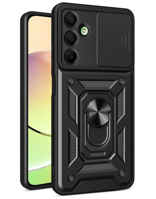 Newface Samsung Galaxy A26 Kılıf Pars Lens Yüzüklü Silikon - Siyah