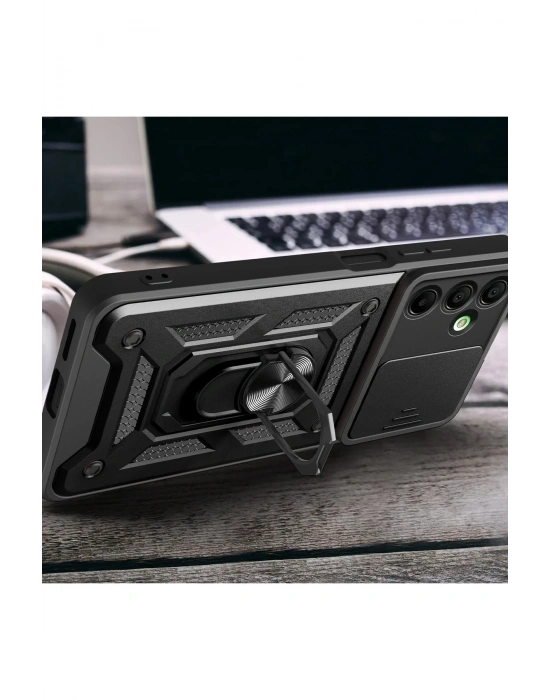 Newface Samsung Galaxy A26 Kılıf Pars Lens Yüzüklü Silikon - Yeşil