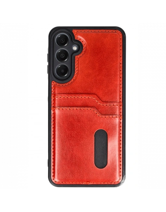 Newface Samsung Galaxy A26 Kılıf Sara Kartvizitli Deri Kılıf - Kırmızı