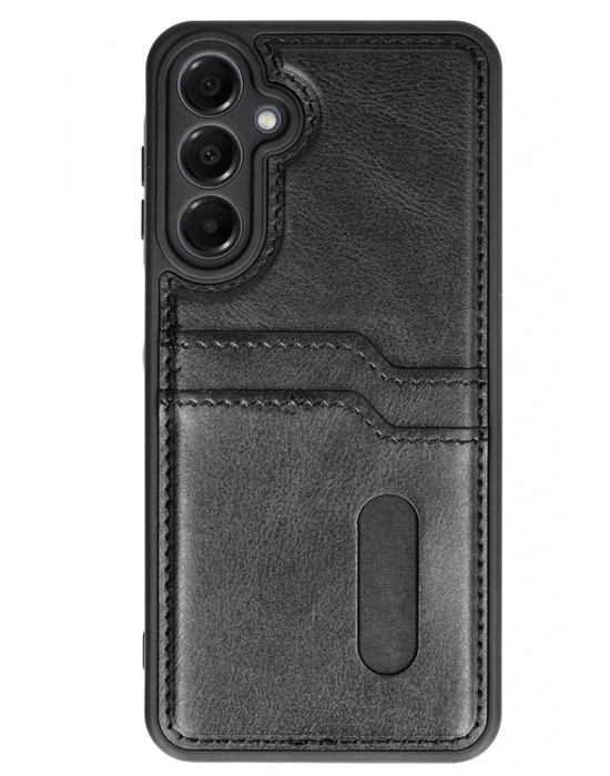 Newface Samsung Galaxy A26 Kılıf Sara Kartvizitli Deri Kılıf - Siyah