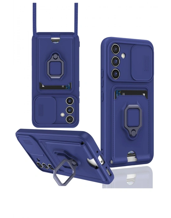 Newface Samsung Galaxy A26 Kılıf Zuma Kartvizitli Yüzüklü Silikon - Lacivert