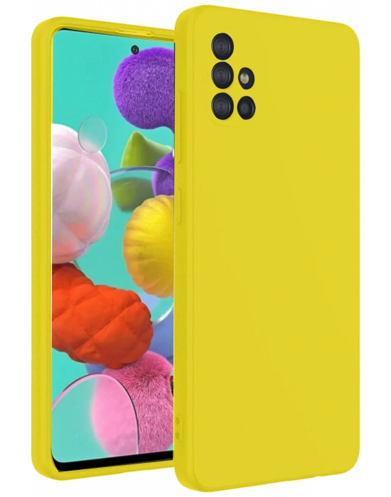 Newface Samsung Galaxy A31 Kılıf Nano içi Kadife Silikon - Sarı