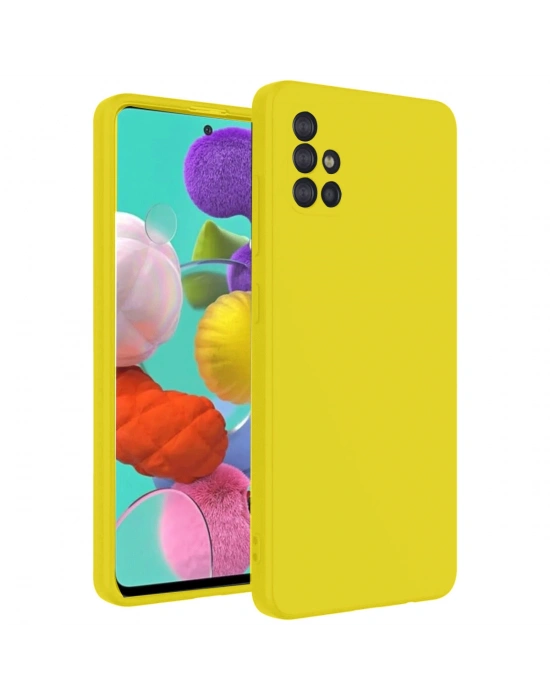 Newface Samsung Galaxy A31 Kılıf Nano içi Kadife Silikon - Sarı