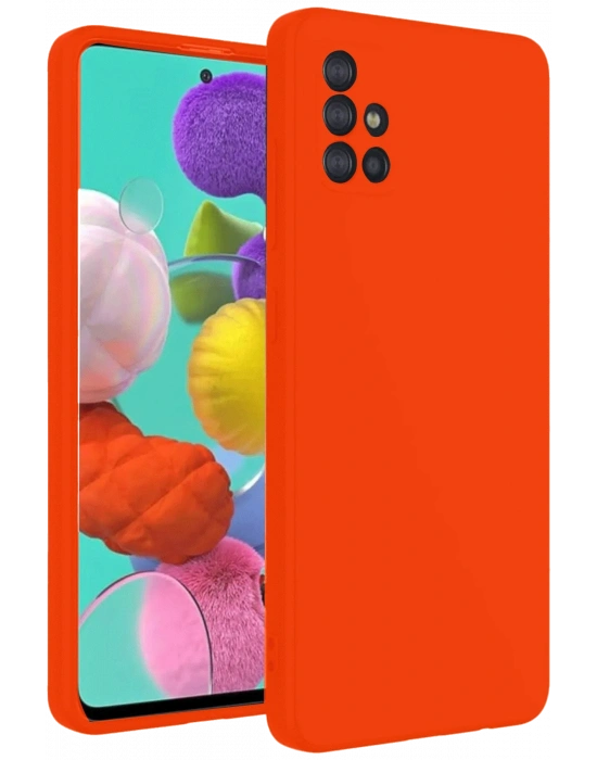Newface Samsung Galaxy A31 Kılıf Nano içi Kadife Silikon - Turuncu