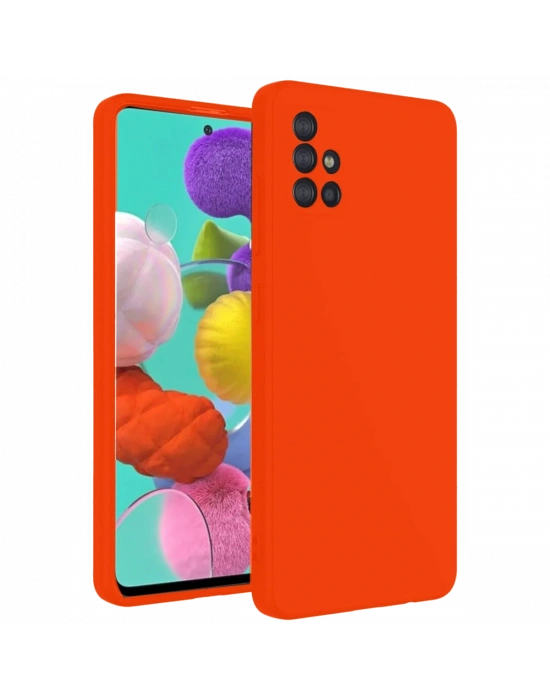 Newface Samsung Galaxy A31 Kılıf Nano içi Kadife Silikon - Turuncu