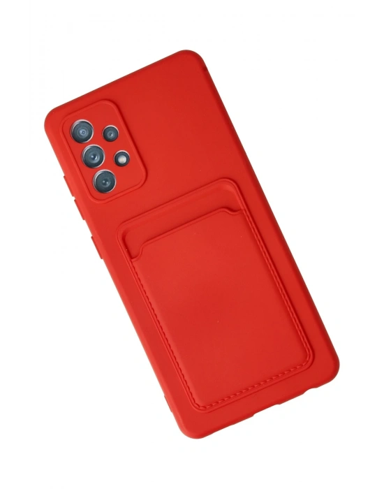 Newface Samsung Galaxy A32 Kılıf Kelvin Kartvizitli Silikon - Kırmızı