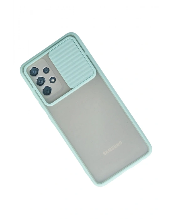 Newface Samsung Galaxy A32 Kılıf Palm Buzlu Kamera Sürgülü Silikon - Turkuaz