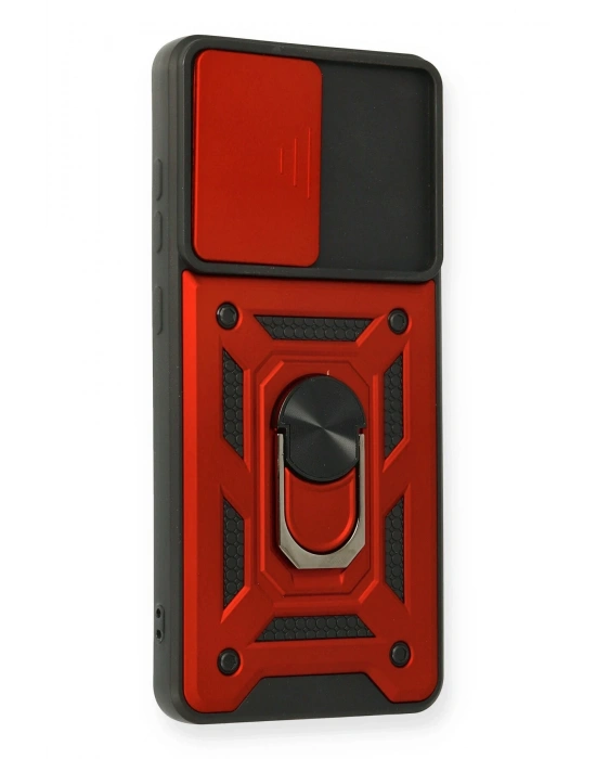 Newface Samsung Galaxy A32 Kılıf Pars Lens Yüzüklü Silikon - Kırmızı