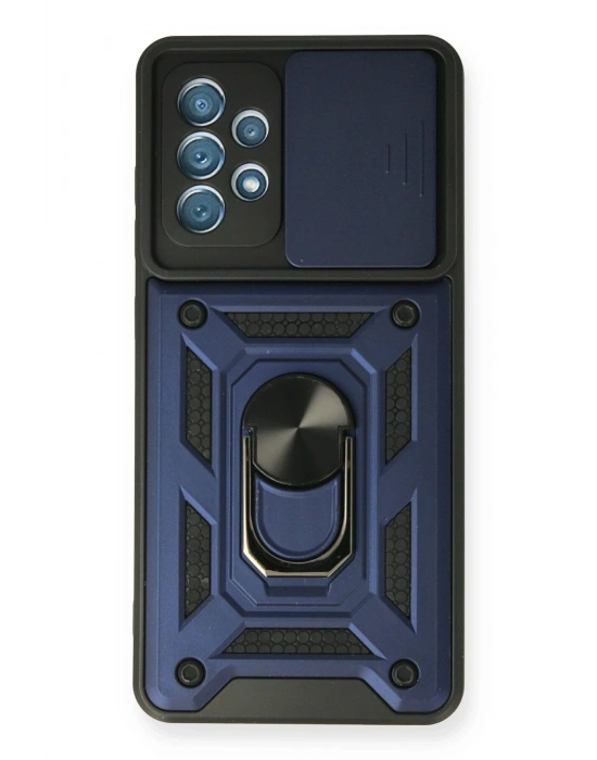 Newface Samsung Galaxy A32 Kılıf Pars Lens Yüzüklü Silikon - Lacivert