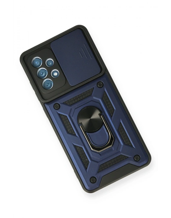 Newface Samsung Galaxy A32 Kılıf Pars Lens Yüzüklü Silikon - Lacivert