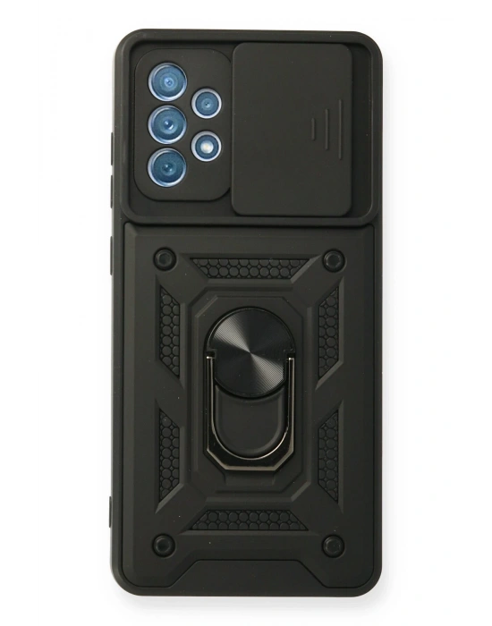 Newface Samsung Galaxy A32 Kılıf Pars Lens Yüzüklü Silikon - Siyah