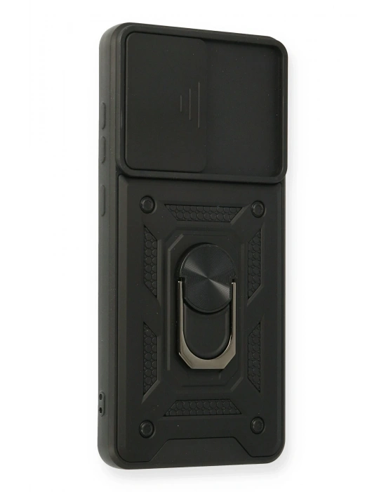 Newface Samsung Galaxy A32 Kılıf Pars Lens Yüzüklü Silikon - Siyah