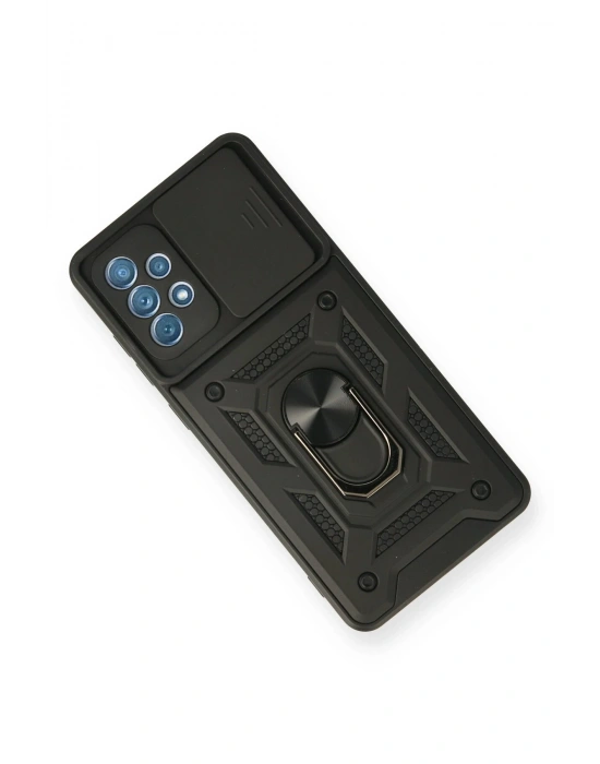 Newface Samsung Galaxy A32 Kılıf Pars Lens Yüzüklü Silikon - Siyah