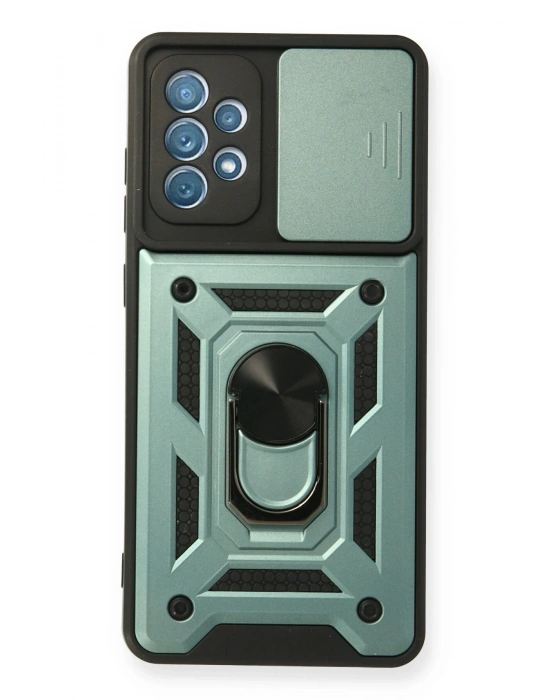 Newface Samsung Galaxy A32 Kılıf Pars Lens Yüzüklü Silikon - Yeşil