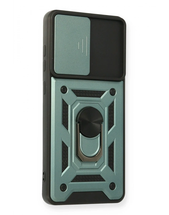 Newface Samsung Galaxy A32 Kılıf Pars Lens Yüzüklü Silikon - Yeşil