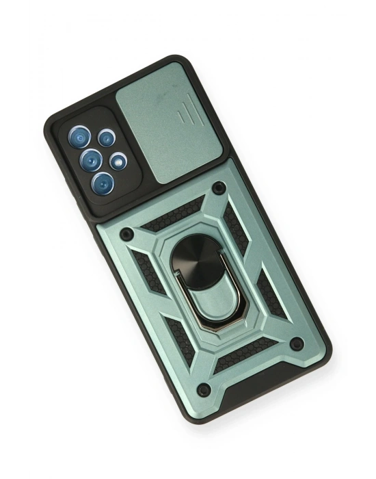 Newface Samsung Galaxy A32 Kılıf Pars Lens Yüzüklü Silikon - Yeşil