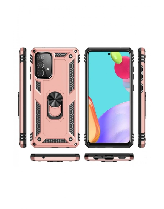 Newface Samsung Galaxy A32 Kılıf Sofya Yüzüklü Silikon Kapak - Rose