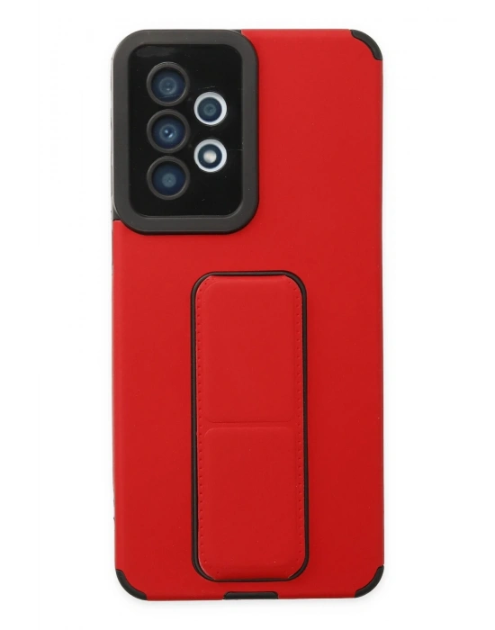 Newface Samsung Galaxy A33 5G Kılıf Mega Standlı Silikon - Kırmızı