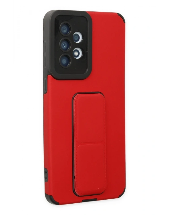 Newface Samsung Galaxy A33 5G Kılıf Mega Standlı Silikon - Kırmızı