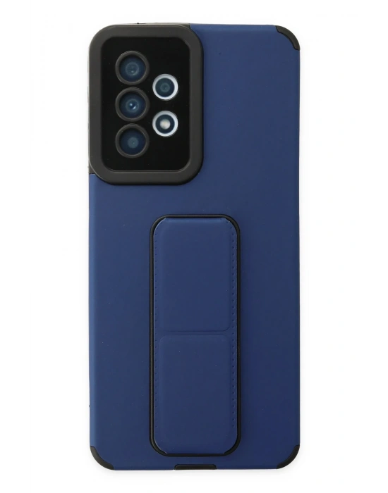 Newface Samsung Galaxy A33 5G Kılıf Mega Standlı Silikon - Mavi