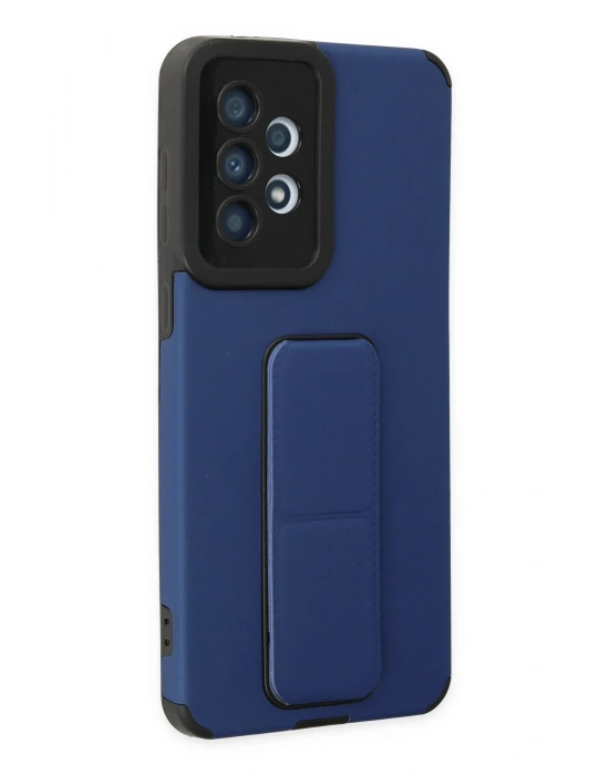 Newface Samsung Galaxy A33 5G Kılıf Mega Standlı Silikon - Mavi