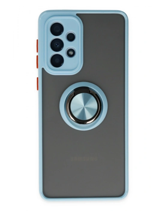 Newface Samsung Galaxy A33 5G Kılıf Montreal Yüzüklü Silikon Kapak - Buz Mavi