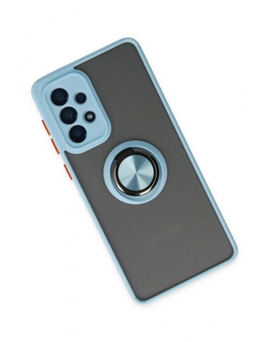 Newface Samsung Galaxy A33 5G Kılıf Montreal Yüzüklü Silikon Kapak - Buz Mavi