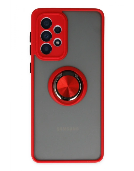 Newface Samsung Galaxy A33 5G Kılıf Montreal Yüzüklü Silikon Kapak - Kırmızı