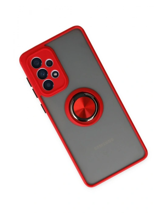 Newface Samsung Galaxy A33 5G Kılıf Montreal Yüzüklü Silikon Kapak - Kırmızı
