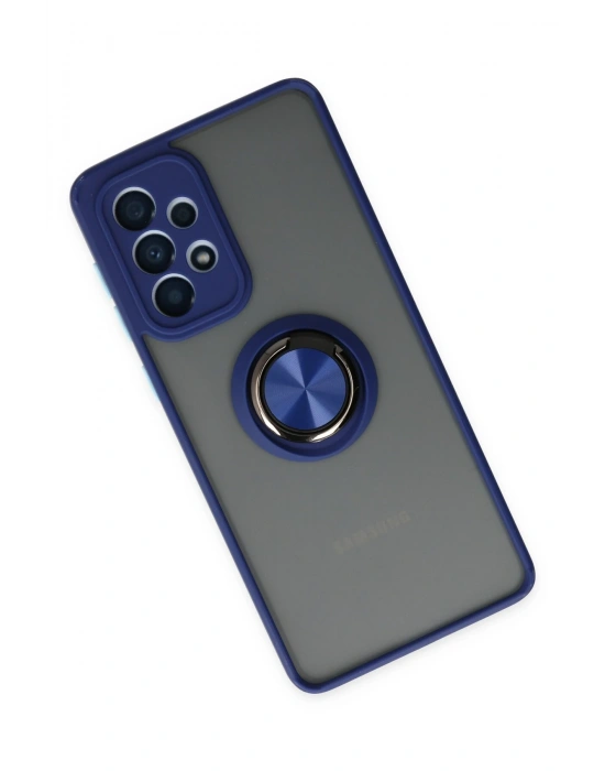Newface Samsung Galaxy A33 5G Kılıf Montreal Yüzüklü Silikon Kapak - Lacivert