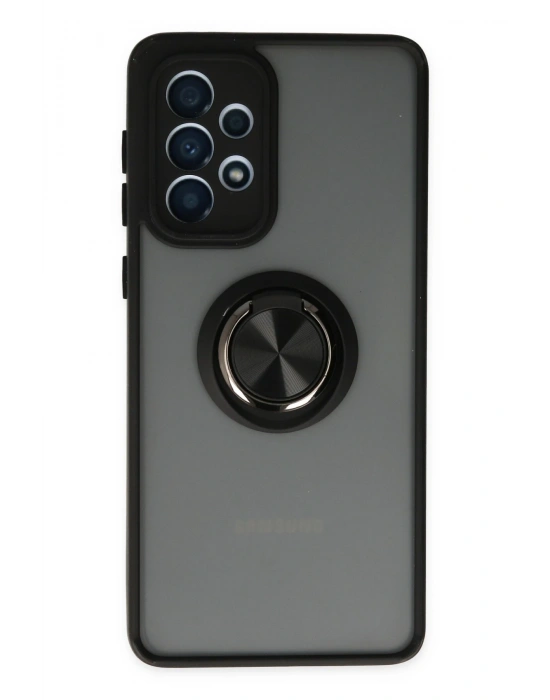 Newface Samsung Galaxy A33 5G Kılıf Montreal Yüzüklü Silikon Kapak - Siyah