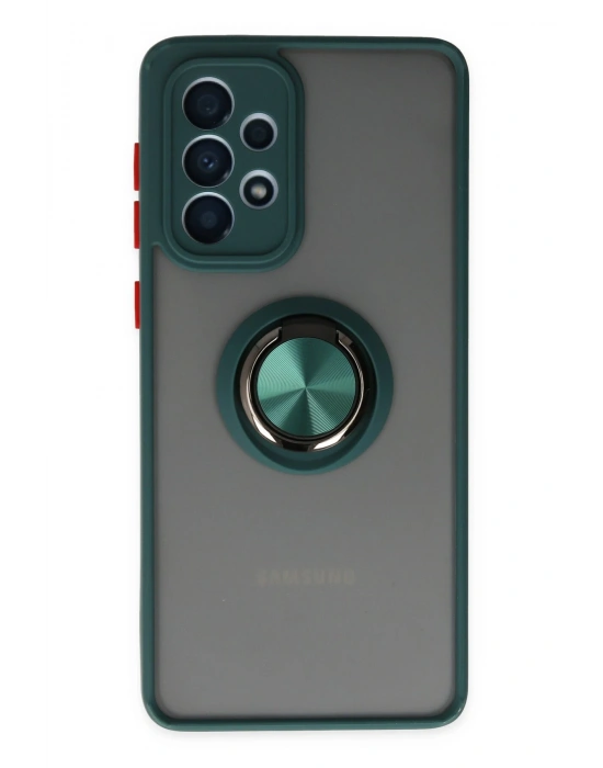 Newface Samsung Galaxy A33 5G Kılıf Montreal Yüzüklü Silikon Kapak - Yeşil