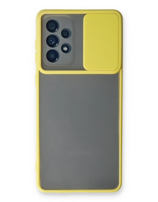 Newface Samsung Galaxy A33 5G Kılıf Palm Buzlu Kamera Sürgülü Silikon - Sarı