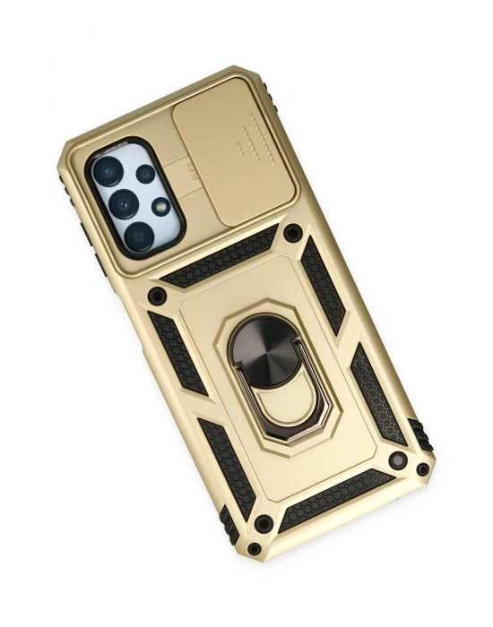 Newface Samsung Galaxy A33 5G Kılıf Pars Lens Yüzüklü Silikon - Gold