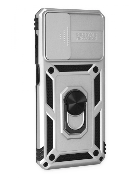 Newface Samsung Galaxy A33 5G Kılıf Pars Lens Yüzüklü Silikon - Gümüş