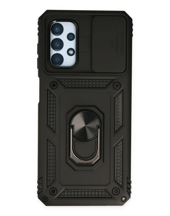 Newface Samsung Galaxy A33 5G Kılıf Pars Lens Yüzüklü Silikon - Siyah