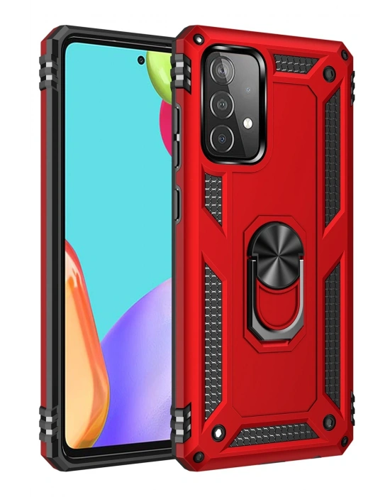 Newface Samsung Galaxy A33 5G Kılıf Sofya Yüzüklü Silikon Kapak - Kırmızı