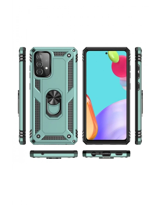 Newface Samsung Galaxy A33 5G Kılıf Sofya Yüzüklü Silikon Kapak - Yeşil