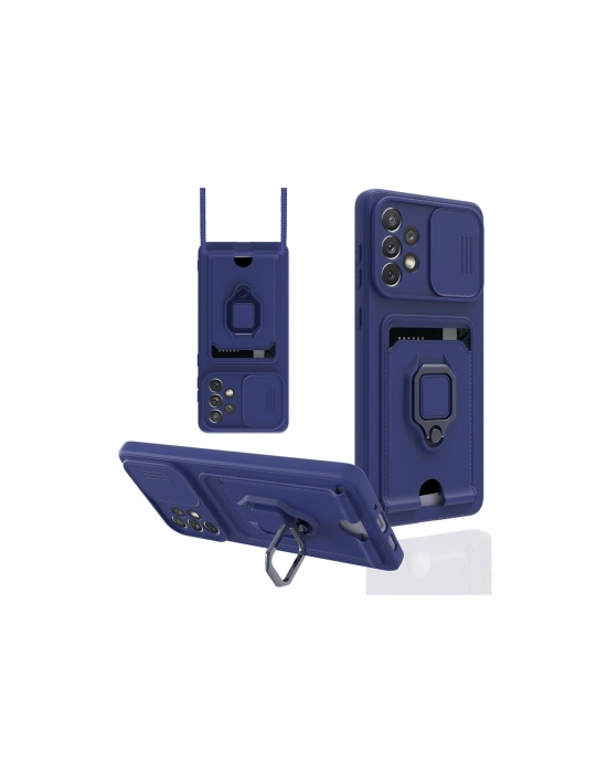 Newface Samsung Galaxy A33 5G Kılıf Zuma Kartvizitli Yüzüklü Silikon - Lacivert